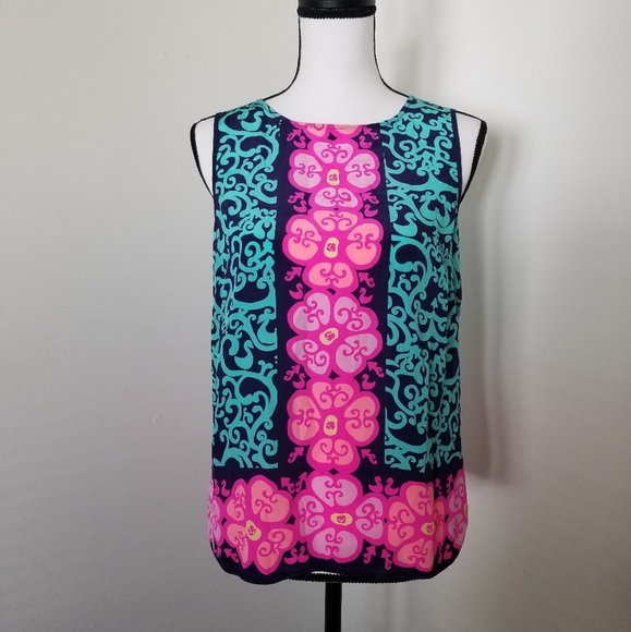 Lilly Pulitzer Iona Fountain Hopping Print Silk Shirt - Picture 1 of 5